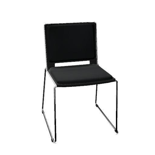 Pep! Slede stoel (Framekleur : Chroom (2) | Kunststof kleur : 0 Zwart | Stoffering : Opdekstoffering zitting en rug | Stofsoort : 29 Advantage Zwart (prijsgroep 1) | Stofkleur : 01 Zwart (AD055))