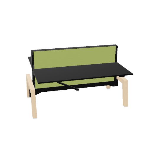 Max Hybrid 2x 180x75cm (Poot type: Hout | Pootkleur : Essen | Framekleur : Zwart | Bladdecor: Zwart | Range: 80 - Fiji | Kleur: 04 Guppy (YA301) | Priceclass: Stofgroep 1 | Verstelbaarheid: E-drive Zit-sta)