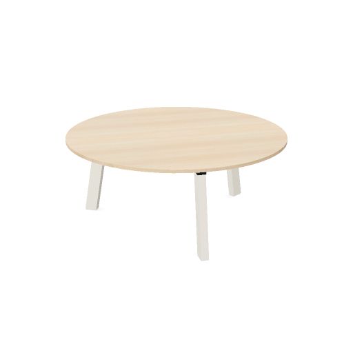 Hybrid table round 180cm (Worktop Colour: Bleached oak | Leg Colour: Wit (RAL 9010))